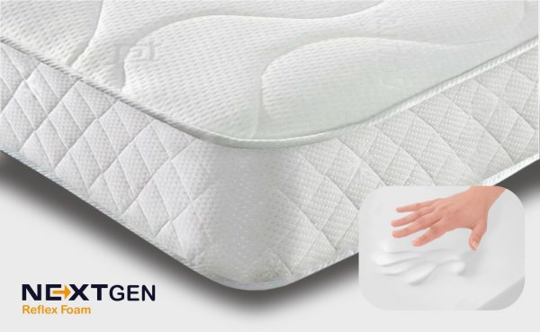 Next Gen Reflex Foam Sprung Mattress 7” Depth - White Border