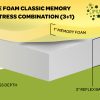 73033-PURE FOAM CLASSIC 3 +1 Pure Foam Classic Memory Mattress 4” (3+1) Depth
